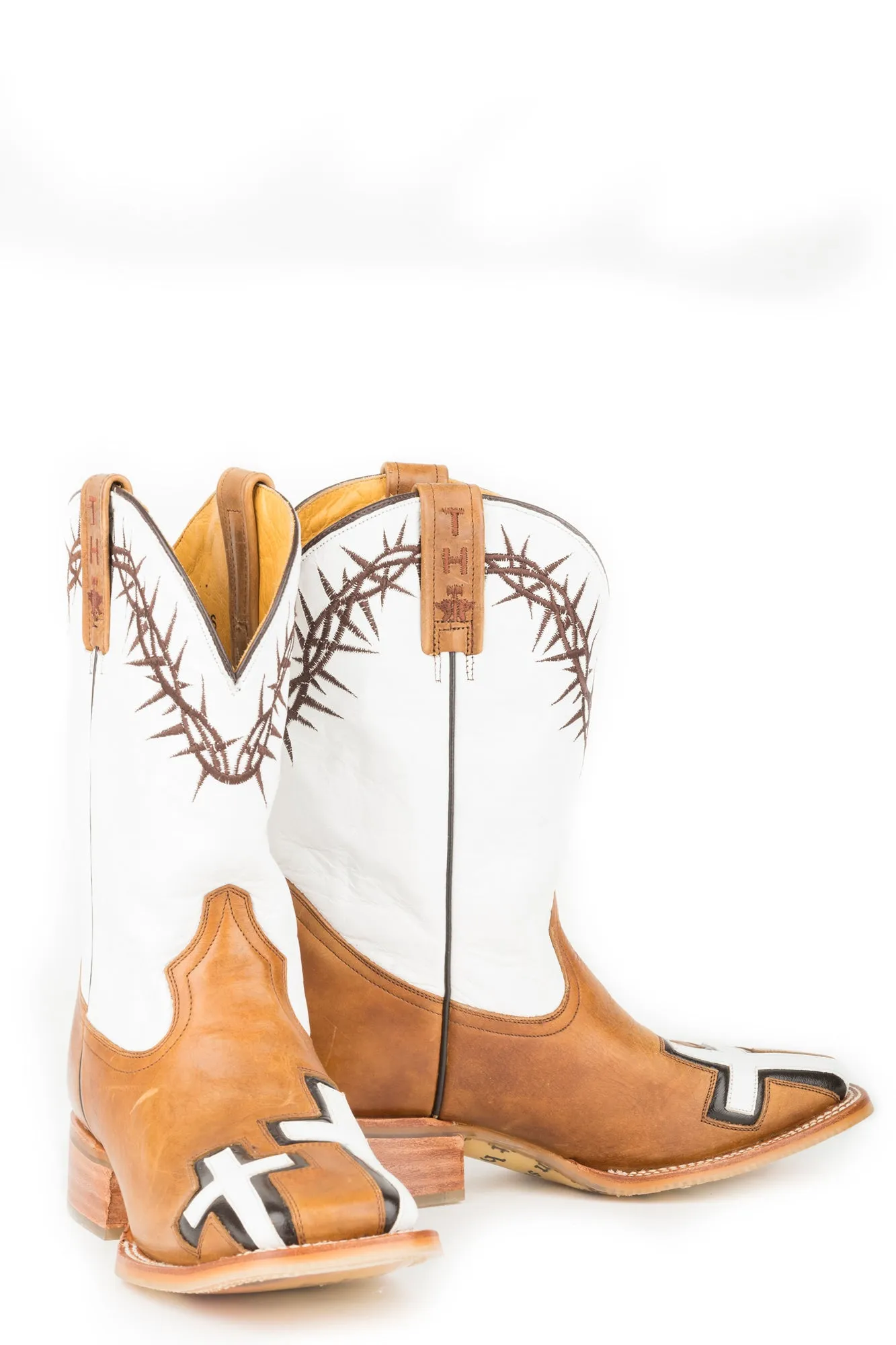 Tin Haul Mens Brown/White Leather Between Two Thieves Cowboy Boots